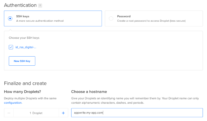 DigitalOcean login credentials